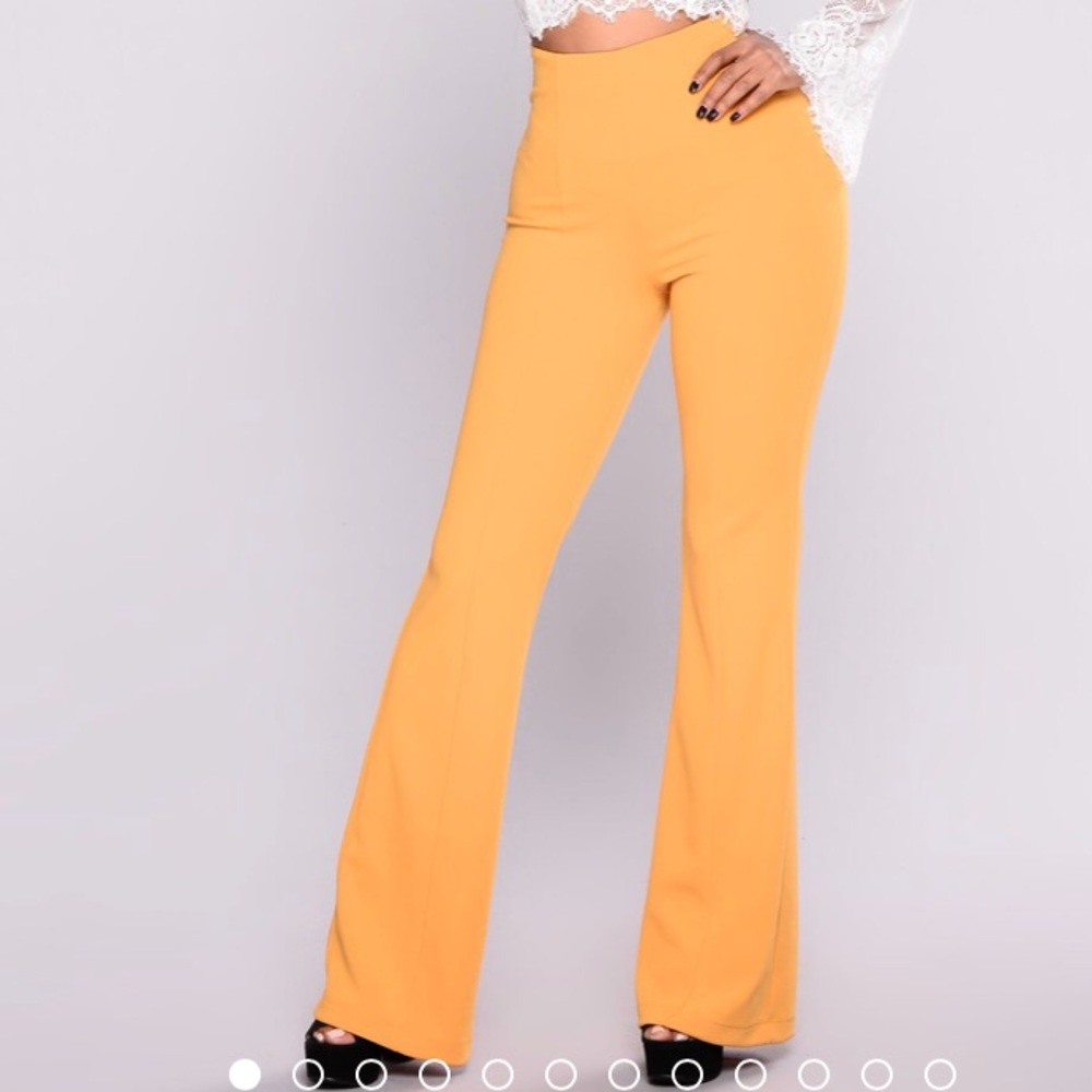 Mustard straight leg high waist pants